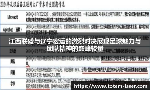 江西联盛与辽宁宏运的激烈对决展现足球魅力与团队精神的巅峰较量